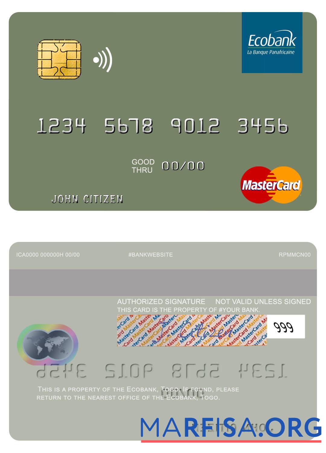 Printable Togo Ecobank mastercard download for verification